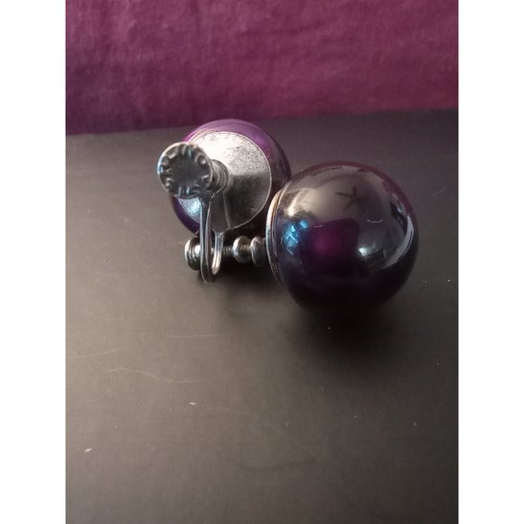 Vintage Sterling Purple Moonglow Screwback Earrings - Picture 7 of 7